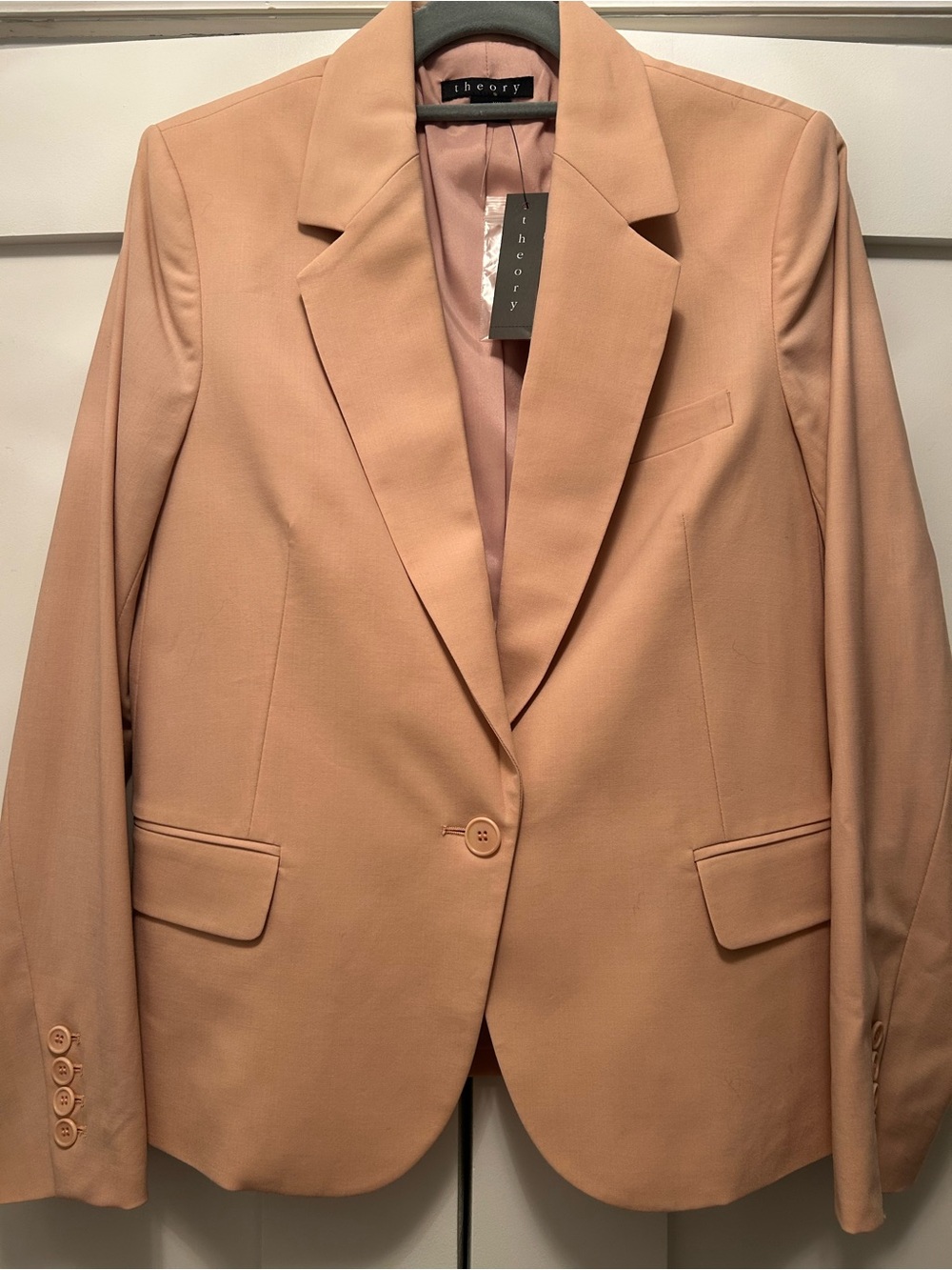 NWT Theory Custom Gabe Single-Button Tailored Jacket in Cameo